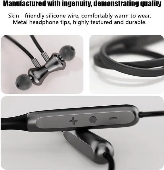 Alt view image 4 of 7 - Bluetooth Neckband Headphones Wireless Neckband Noise Cancelling Earbuds 8 Hours Long Battery Life IPX5 Waterproof Running Sports Workout Headphone for iPhone and Android