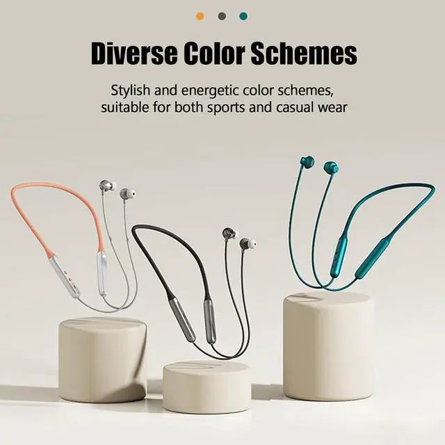 Alt view image 7 of 7 - Bluetooth Neckband Headphones Wireless Neckband Noise Cancelling Earbuds 8 Hours Long Battery Life IPX5 Waterproof Running Sports Workout Headphone for iPhone and Android