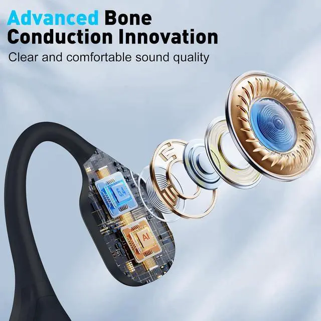 Alt view image 6 of 6 - Swimming Bone Conduction Headphones with Night Safety Light, IP68 Waterproof MP3 Mode Underwater Swimming Headphone,Wireless Night Running Sport Open Earphones Bluetooth 5.4 Earbuds for Marathon,Black