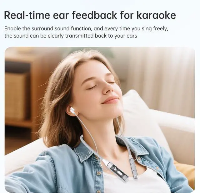 Alt view image 6 of 7 - Neckband Bluetooth Headphones 100H Playtime Deep Bass Earphones Bluetooth 6.0 Headset Card-Inserting LED Display Wireless Stereo Neckband Earbuds with Microphone for Sports/Workout/Office (Black)