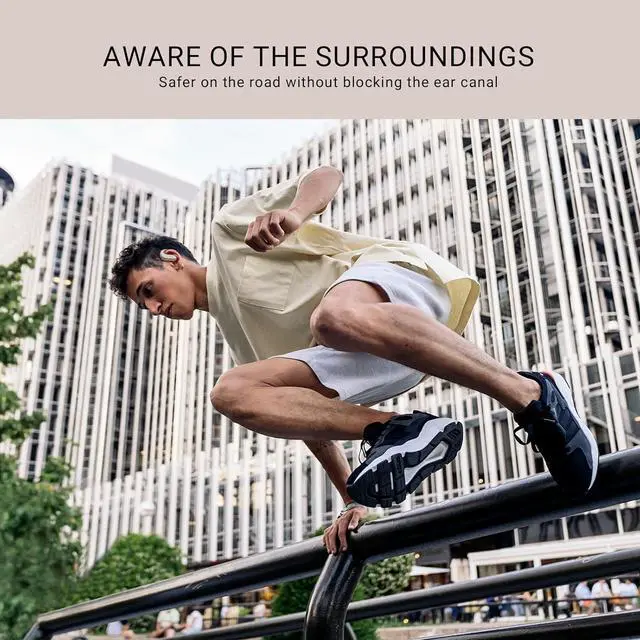 Alt view image 6 of 7 - S Open-Ear Air Conduction Headphones, Bluetooth 5.3 Wireless Over-Ear Earbuds, 60H Playtime, Deep Bass, IPX5 Waterproof, Built-in ENC Mic, Sports Earphones for Running Driving Office TV