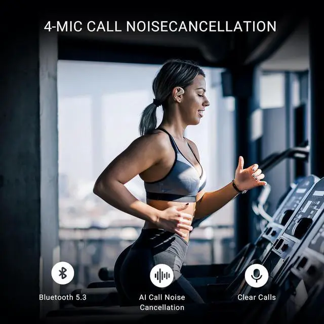 Alt view image 7 of 7 - S Open-Ear Air Conduction Headphones, Bluetooth 5.3 Wireless Over-Ear Earbuds, 60H Playtime, Deep Bass, IPX5 Waterproof, Built-in ENC Mic, Sports Earphones for Running Driving Office TV