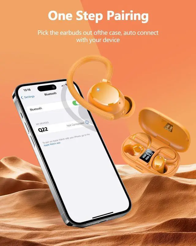 Alt view image 4 of 7 - Wireless Bluetooth Earbuds Sport New Bluetooth 5.3 Headphones with LED Display Powerful Bass Over Ear Earphones with Earhooks IP7 Waterproof for Gym