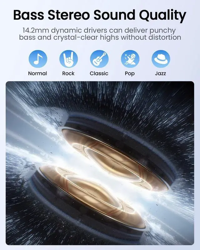 Alt view image 5 of 7 - ZIUTY Wireless Earbuds Bluetooth Headphones, ANC/ENC Noise Cancelling, Ear Buds with Multifuntional Touch Screen, 40H Stereo Sound for Sports, IPX7 Clear Calls, 5 EQ for iOS Android (White)