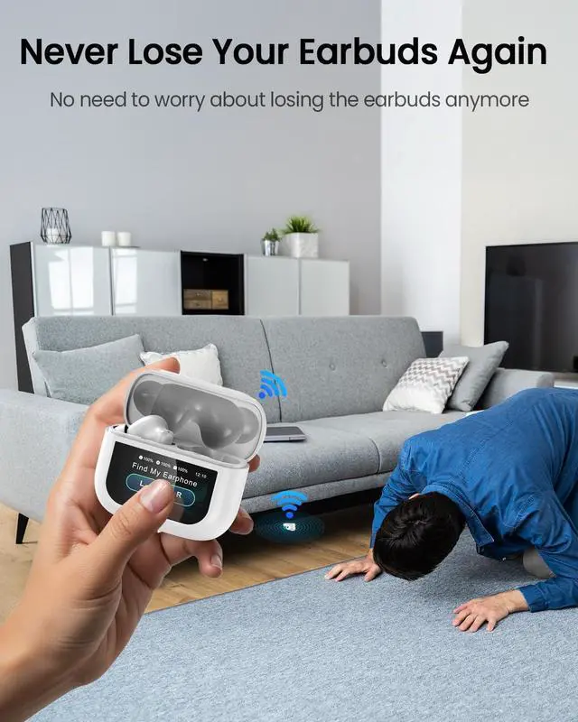 Alt view image 7 of 7 - ZIUTY Wireless Earbuds Bluetooth Headphones, ANC/ENC Noise Cancelling, Ear Buds with Multifuntional Touch Screen, 40H Stereo Sound for Sports, IPX7 Clear Calls, 5 EQ for iOS Android (White)