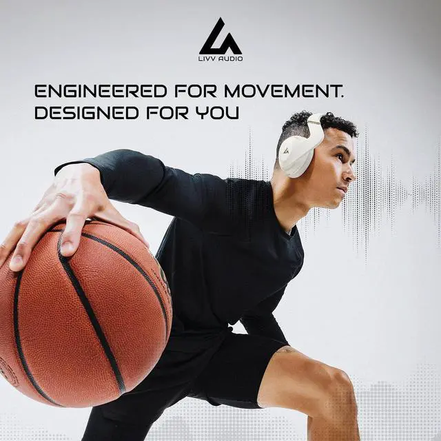 Alt view image 2 of 7 - LIVV PRO Sports Headphones Designed for Gym, Workout, Running - Comfortable, Ergonomic, Over Ear, Active Noise Cancelling, 5 Microphones, Wireless, 50 Hours Battery Life, Bluetooth 5.3, Matte Black