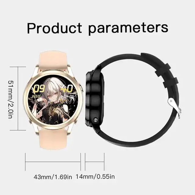 Alt view image 5 of 5 - Women's Smart Watch with Earbuds,2 in 1 Build-in TWS Wireless BT5.0 Earphone Fitness Sports Health Monitor Black X17 MINI