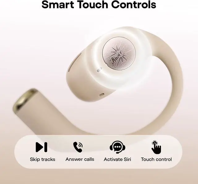 Alt view image 5 of 7 - Linsoul Kiwi Ears Spark OWS Open Ear Wireless Earbuds, Bluetooth 5.2 Gaming Earbuds, with Silicone Earhook, 21H Playtime, Wireless Charging for Sports Workout Running