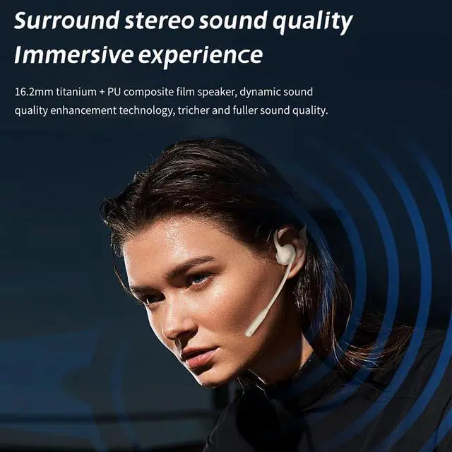 Alt view image 6 of 7 - IHAO Open Ear Air Conduction Bluetooth Headphone Dual Mic Rotatable Boom Mic Active Noise Cancellation IPX5 Waterproof Bluetooth 5.4 Pain-Free Design for Sports Work Outdoor Activities-DG09 Black