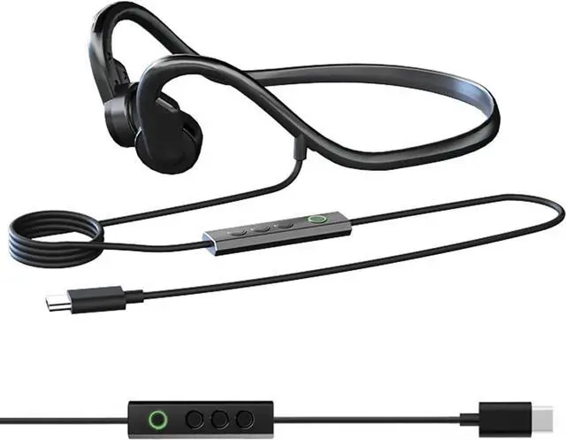 Main image of Wired Bone Conduction Headphones with Type-C,Open Ear Sports Earphones,IPX4 Sweatproof Earphones with Mic for Cycling and Workouts