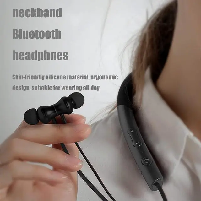Alt view image 7 of 7 - Bluetooth Headphones Wireless Earbuds Neckband with mic Noise Cancelling Wireless Headset 400 Hours Standby time for Sports, Dark Black