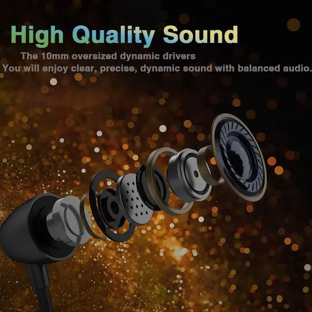 Alt view image 7 of 7 - Neckband Earphones Bluetooth 5.0 Headphones CVC8.0 Noise Cancelling Bluetooth Headset Wireless Earbuds Neckband with Mic,9D Deep Bass, 20H Overall Endurance,Sports for Running Driving Working, Black