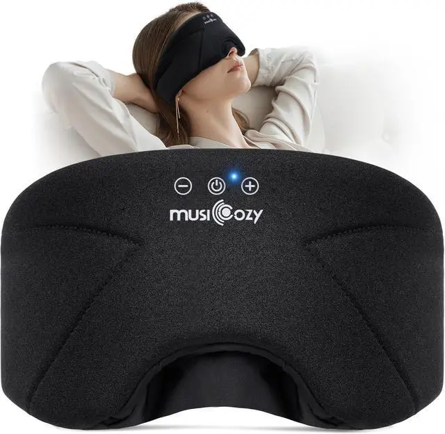 Alt view image 3 of 7 - MUSICOZY Bluetooth 5.4 Sleep Headphones Headband, Zipper Washable Eye Mask with HD Stereo Speakers + Wireless Sports Headband, 14H Playtime Music Headphones for Sleeping, Running, Travel, Meditation
