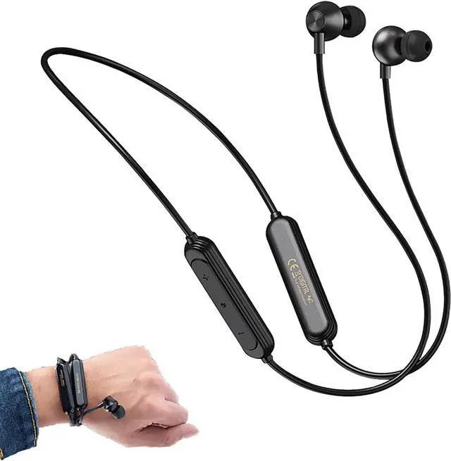 Main image of Neckband Bluetooth Headphones 9D Surround Sound HiFi Stereo Neck Hanging Noise Reduction in-Ear Wireless Earbuds 8 H Music Time IPX6 Waterproof Ultra-Lightweight Comfort for Sports/Office
