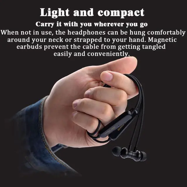 Alt view image 4 of 6 - Neckband Bluetooth Headphones 9D Surround Sound HiFi Stereo Neck Hanging Noise Reduction in-Ear Wireless Earbuds 8 H Music Time IPX6 Waterproof Ultra-Lightweight Comfort for Sports/Office