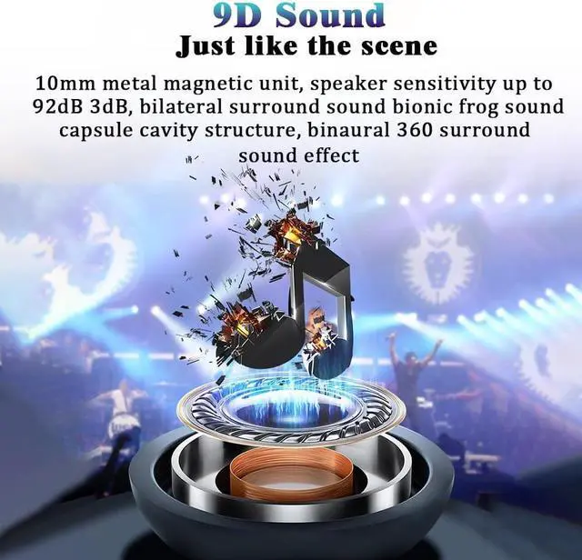 Alt view image 5 of 6 - Neckband Bluetooth Headphones 9D Surround Sound HiFi Stereo Neck Hanging Noise Reduction in-Ear Wireless Earbuds 8 H Music Time IPX6 Waterproof Ultra-Lightweight Comfort for Sports/Office