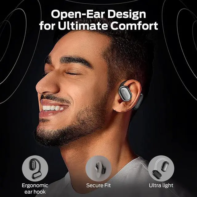 Alt view image 2 of 7 - Oraolo OE03 Open Ear Headphones, Bluetooth 5.3 Wireless Headphones with Dual Large Driver, Open Ear Earbuds with Immersive Stereo Sound, Clear Talk, 30H Playtime, Waterproof Sport Earbuds for Running