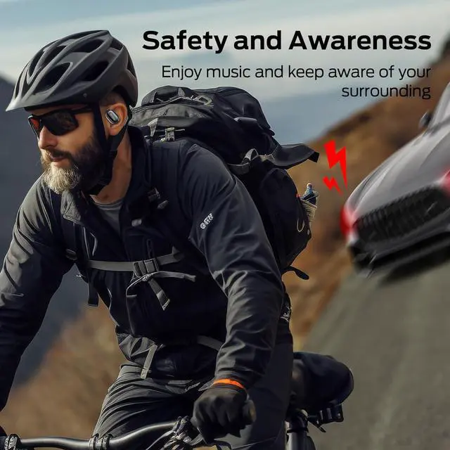 Alt view image 6 of 7 - Oraolo OE03 Open Ear Headphones, Bluetooth 5.3 Wireless Headphones with Dual Large Driver, Open Ear Earbuds with Immersive Stereo Sound, Clear Talk, 30H Playtime, Waterproof Sport Earbuds for Running