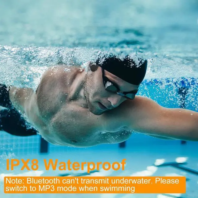 Alt view image 2 of 3 - Bone Conduction Swimming Headphones: IPX8 Waterproof MP3 Player, Open-Ear Bluetooth 5.4 Wireless Earbuds for Swimming, Running & Cycling