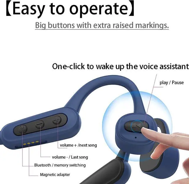 Alt view image 6 of 7 - Bone Conduction Headphones Waterproof Headphones for Swimming - Bluetooth MP3 Player Wireless IPX8 Sport Earphones Open Ear 16GB with Mic Noise Cancelling for Running Diving Underwater Gym Spa