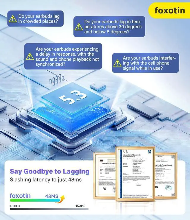 Alt view image 2 of 5 - Ear Buds Wireless Earbuds - Bluetooth 5.3 Headphones (48H Playback) Built in Mic with LED Display Charging Case, IP7 Waterproof Earphone for iPhone Andriod Phones Laptop Sports Workout, Sapphire