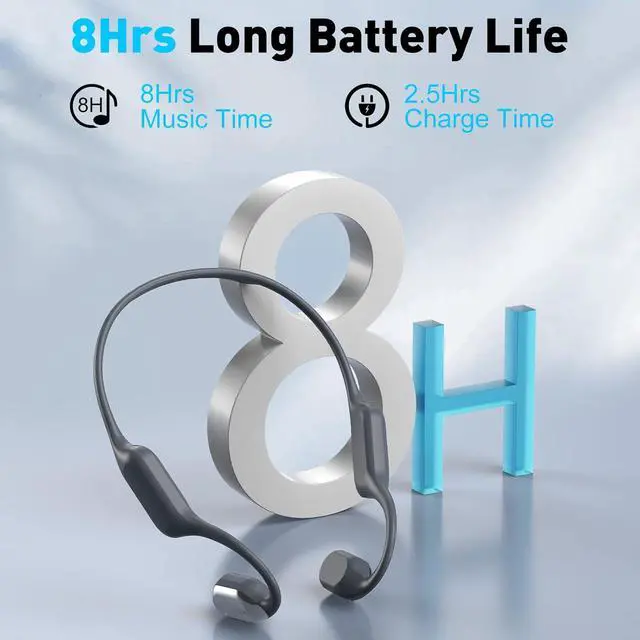 Alt view image 5 of 7 - Swimming Bone Conduction Headphones with Night Safety Light, IP68 Waterproof MP3 Mode Underwater Swimming Headphone, Wireless Sport Open Earphones Bluetooth 5.4 Earbuds,Chrome Silver