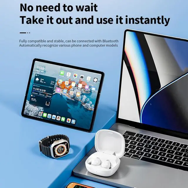 Alt view image 7 of 7 - Touch Screen Invisible Small Mini Earbuds Wireless Bluetooth 5.4 Discreet Hidden Headphones for Work, Active Noise Cancelling Earphone Touchscreen ANC Earbuds Blue Tooth Ear Buds for Small Ears Canals