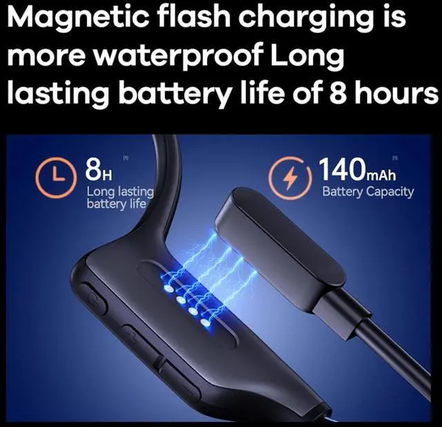 Alt view image 7 of 7 - Waterproof Bone Conduction Headphones for Swimming Wireless Bluetooth Bone Conduction Earbuds Open Ear Headphones Out of Ear Wireless Bluetooth