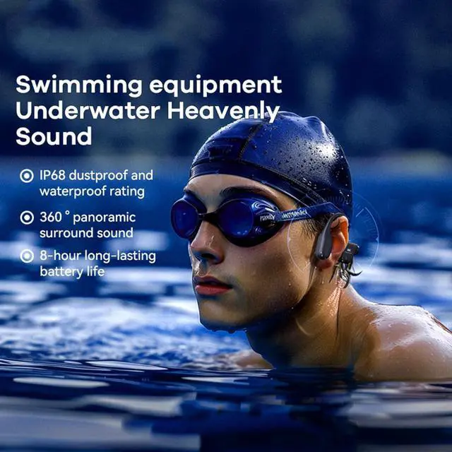 Alt view image 4 of 7 - Waterproof Bone Conduction Headphones for Swimming Wireless Bluetooth Bone Conduction Earbuds Open Ear Headphones Out of Ear Wireless Bluetooth