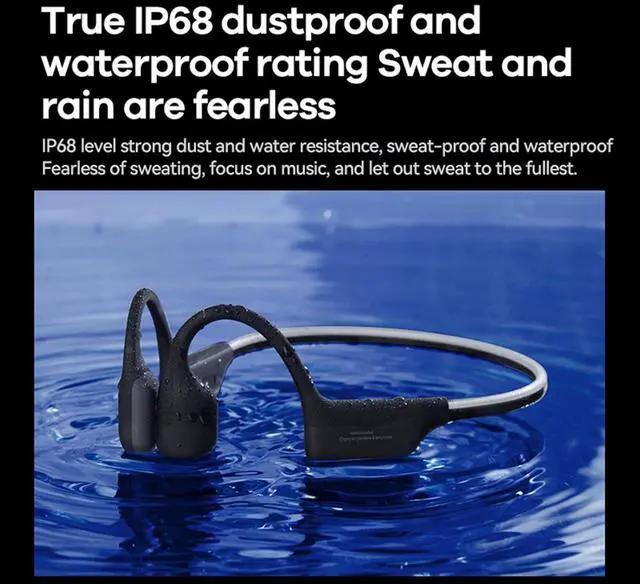 Alt view image 6 of 7 - Waterproof Bone Conduction Headphones for Swimming Wireless Bluetooth Bone Conduction Earbuds Open Ear Headphones Out of Ear Wireless Bluetooth