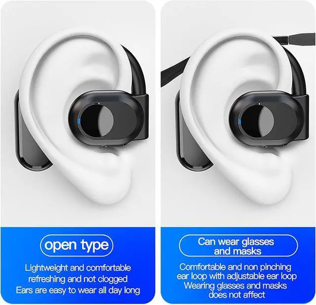 Alt view image 3 of 7 - Wireless Earbud Open Ear Earbud with Ear Hooks Bluetooth 5.3 Open Ear Headphone with IPX5 Waterproof for Sport Bluetooth Headset with Microphone for Cell Phone (Single Ear)