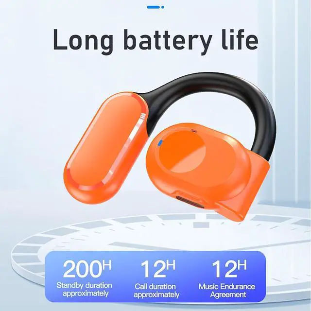 Alt view image 5 of 7 - Wireless Earbud Open Ear Earbud with Ear Hooks Bluetooth 5.3 Open Ear Headphone with IPX5 Waterproof for Sport Bluetooth Headset with Microphone for Cell Phone (Single Ear)