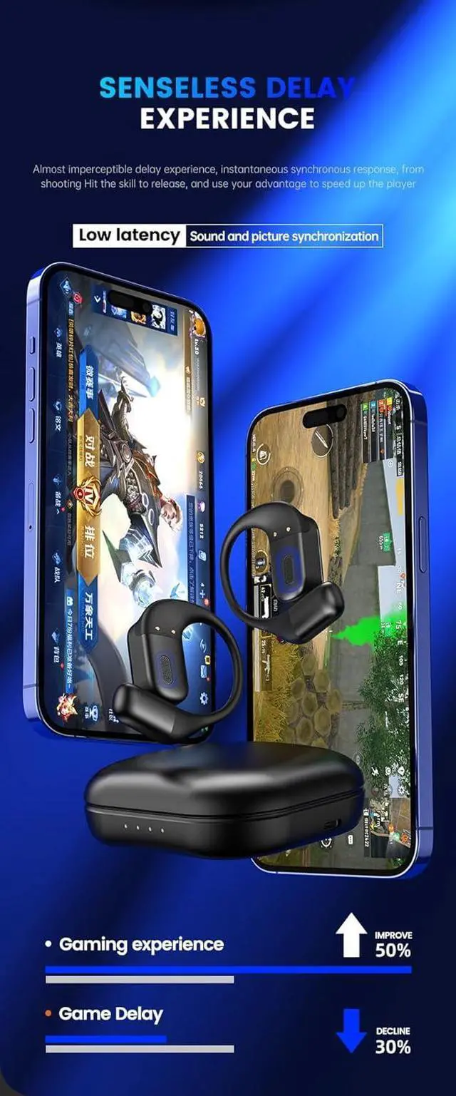 Alt view image 7 of 7 - Open Ear Buds Wireless Bluetooth 5.3 Earbuds Wireless Earbuds with Earhooks Open Ear Wireless Headphones Earphones Wireless with Earhooks Sport Earbuds Wireless with Earhooks for Running Walking