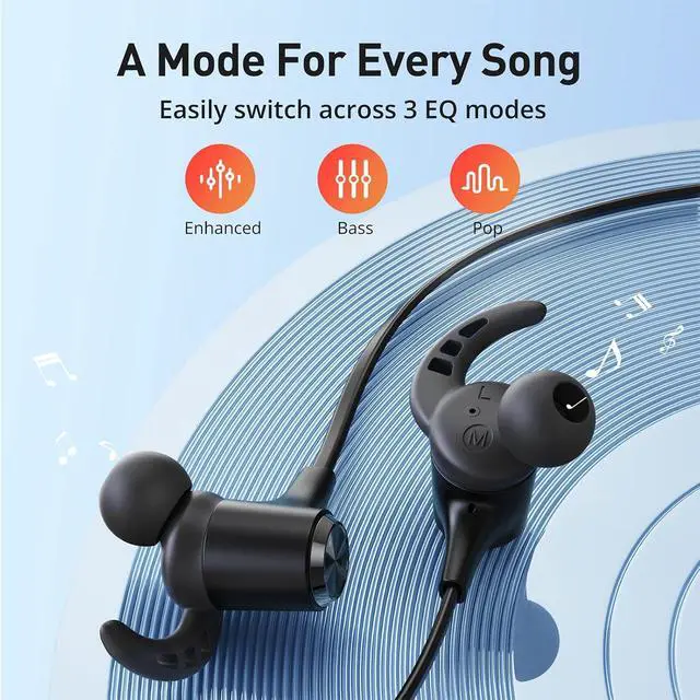 Alt view image 6 of 7 - Wireless Headphones, Bluetooth 5.2 Stereo aptX Wireless Earbuds Bass Bluetooth Earbuds Bulit-in Mic with 16H Playtime, Magnetic, IPX7 Waterproof Perfect for Sport, Gym