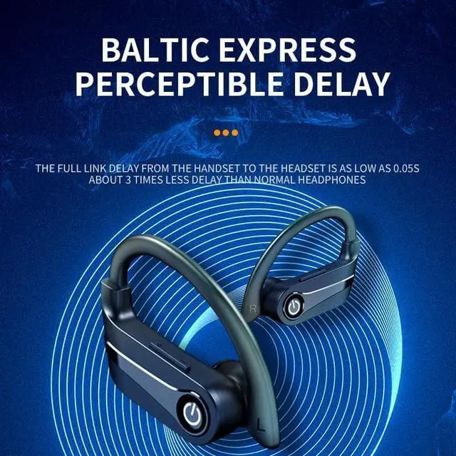 Alt view image 5 of 7 - Bluetooth Headphones Wireless Earbuds 20Hrs Playback in Ear Buds Power Display with ENC Noise Canceling Mic, Last Long,Over-Ear Stereo Bass Earphones with Earhooks for Sports/Workout/Running