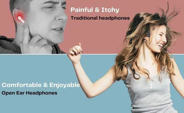 Alt view image 7 of 7 - Open Ear Headphones Wireless Bluetooth, 4-Speakers Open Air Conduction Headsets,IPX6 Warterproof Conducting Earphones with Microphone,8 Hours Playtime for Cycling, Driving, Sports, Gym, Hiking White