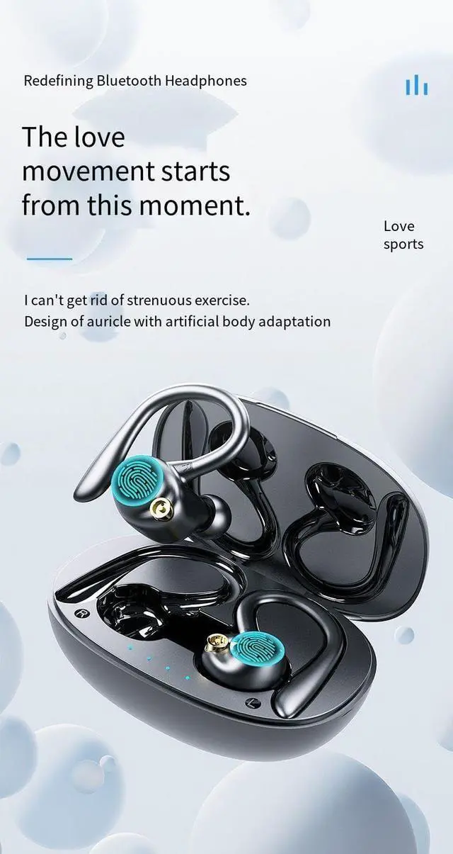 Alt view image 4 of 7 - Ear Buds Wireless Bluetooth Earbuds Sports Earhooks Headphones,ENC Noise-Canceling Stereo High Fidelity Sound and Long Battery Life,Mics Clear Call,IPX6 Waterproof Headset,Ergonomic for Gym/Running
