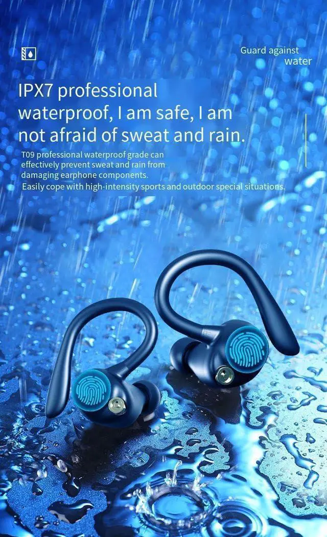 Alt view image 7 of 7 - Ear Buds Wireless Bluetooth Earbuds Sports Earhooks Headphones,ENC Noise-Canceling Stereo High Fidelity Sound and Long Battery Life,Mics Clear Call,IPX6 Waterproof Headset,Ergonomic for Gym/Running