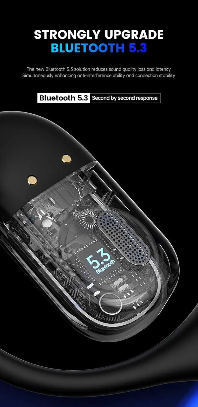 Alt view image 7 of 7 - Micool Open Ear Headphones, Open Ear Earbuds Wireless Bluetooth 5.3, True Wireless Air Condition Headphones with Earhooks for Sports, HD Voice/Long Battery Life