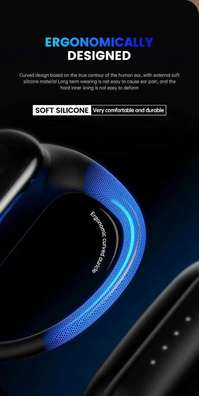 Alt view image 4 of 7 - Micool Open Ear Headphones, Open Ear Earbuds Wireless Bluetooth 5.3, True Wireless Air Condition Headphones with Earhooks for Sports, HD Voice/Long Battery Life