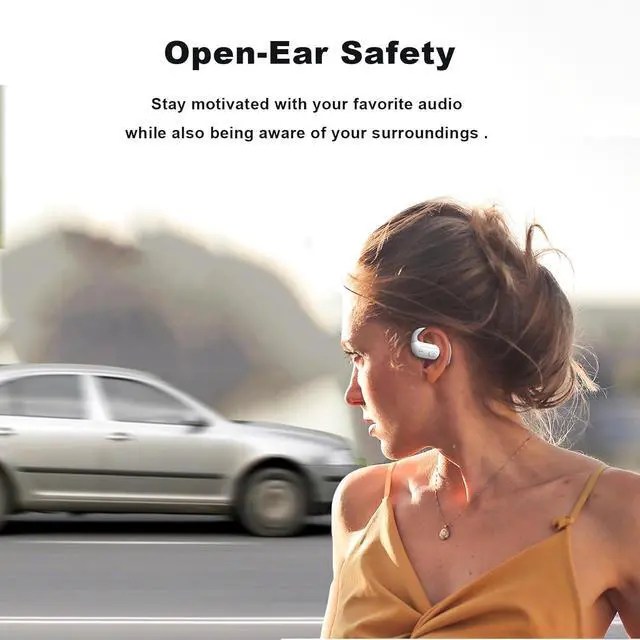 Alt view image 2 of 6 - Running Open Ear Headphones Wireless Bluetooth Sports Sport Open Ear Earbuds with Ear Hooks Wireless Over The Ear Sports Earbuds with Earhooks Bone Conduction Conducting Headphones Earphones