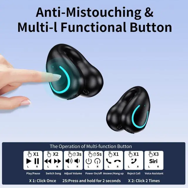 Alt view image 2 of 7 - Open Ear Bone Conduction Earbuds Wireless Clip On Headphones with Digital Display Charging Case with Ear Hook Built-in Mic IPX7 Waterproof Bluetooth 5.3 Sport Earphones for Running Fitness 5