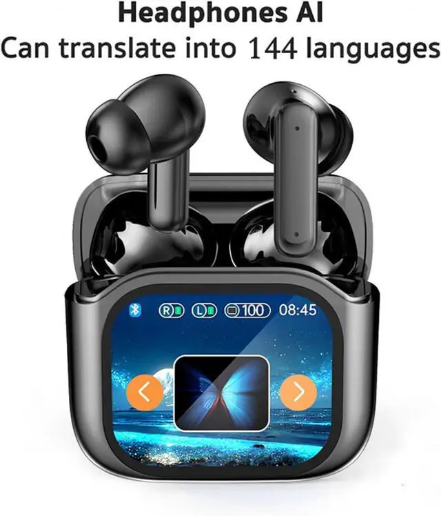 Alt view image 2 of 7 - Rogins Translator Earbuds, AI Translation Earbuds Real Time for 144 Languages, LED Touch Screen Bluetooth Headphone, for Travel, Sports (Black2+White2)