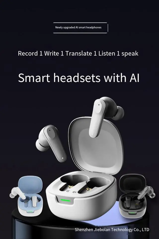 Alt view image 2 of 7 - JITUIHOM A98 Translation Bluetooth Headset Ai Smart Multi-Chinese Wireless in-Ear M62 Sports Headphones(M62 Translation Headset (Black))