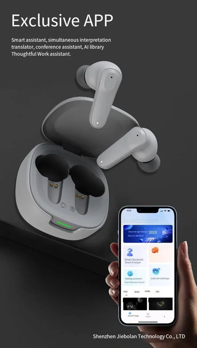 Alt view image 6 of 7 - JITUIHOM A98 Translation Bluetooth Headset Ai Smart Multi-Chinese Wireless in-Ear M62 Sports Headphones(M62 Translation Headset (Black))