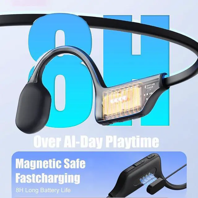 Alt view image 4 of 4 - Bone Conduction Headphones, Waterproof Wireless Bluetooth 5.3 Open-Ear, 8-Hour Gaming time, and Loud Sound, Suitable for Running and Swimming