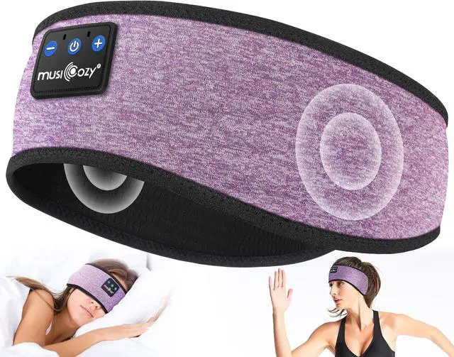 Alt view image 2 of 7 - MUSICOZY Bluetooth 5.4 Sleep Headphones Headband, Zipper Washable Eye Mask with HD Stereo Speakers + Wireless Sports Headband, 14H Playtime Music Headphones for Sleeping, Running, Travel, Meditation