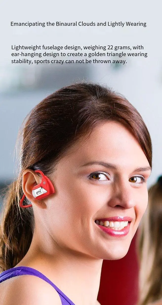 Alt view image 3 of 7 - Bone Conduction Headphones Swimming Headphones Open Ear Bluetooth Air Conduction Earphones Ip68 Waterproof Wireless Earbuds with LED Power Display 20Hrs Playtime Sports Earbuds,Green