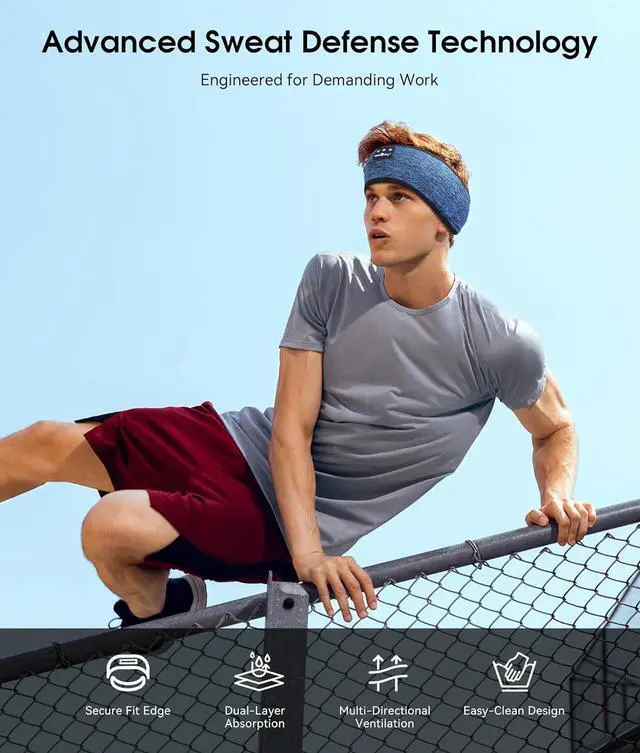 Alt view image 6 of 7 - MUSICOZY Bluetooth 5.4 Sleep Headphones Headband, Zipper Washable Eye Mask with HD Stereo Speakers + Wireless Sports Headband, 14H Playtime Music Headphones for Sleeping, Running, Travel, Meditation