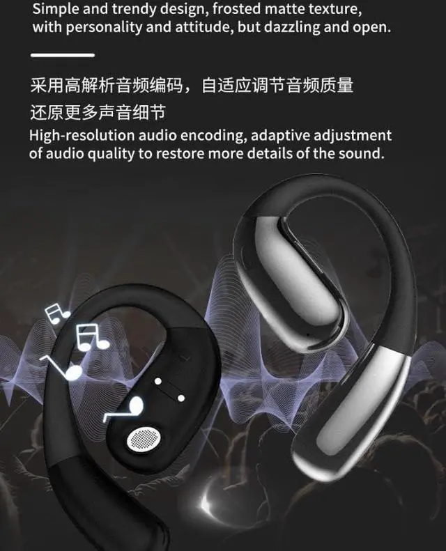 Alt view image 2 of 7 - Wireless Ear Buds Bluetooth 5.4 Open Ear Headphones with Earhook & Mic, 60Hrs Playback Sport Earphones,Ultra-Comfort,Lightweight Design,Fast Charging,Smart Translation Earbuds HIFI Sound Quality,White
